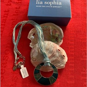 Lia Sophia turquoise necklace approx 9.5 “ long with extra length at closure